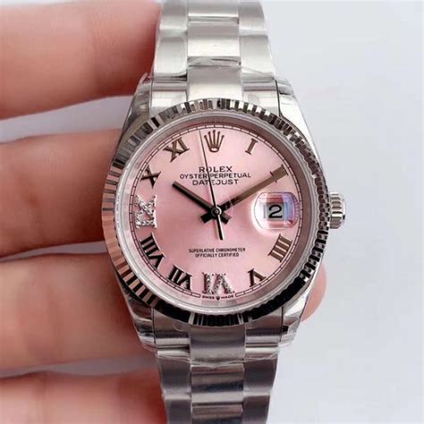 womens rolex with pink face|rolex 34 datejust pink face.